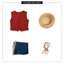 Straw Hats Pirates Cosplay Outfit Live Action Loofie Clothes For Halloween Carnival -Children Toys Sale luffy cosplay costume 8