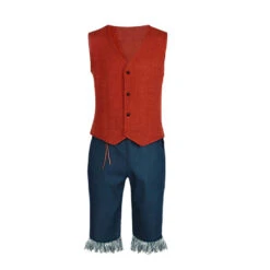 Straw Hats Pirates Cosplay Outfit Live Action Loofie Clothes For Halloween Carnival -Children Toys Sale luffy cosplay costume 9