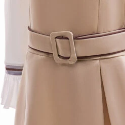 Girls Megan Costume Killer Robot Khaki Pleated Sleeveless Dress With Shirt Belt Scarf Full Set 12 Girls Megan Costume Killer Robot Khaki Pleated Sleeveless Dress With Shirt Belt Scarf Full Set -Children Toys Sale m3gan costume 1