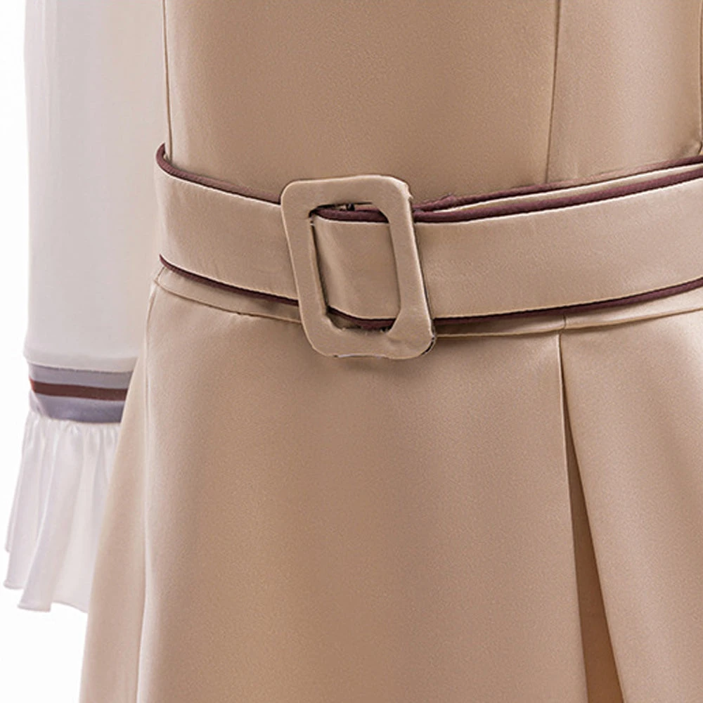 Girls Megan Costume Killer Robot Khaki Pleated Sleeveless Dress With Shirt Belt Scarf Full Set 6 Girls Megan Costume Killer Robot Khaki Pleated Sleeveless Dress With Shirt Belt Scarf Full Set - Image 6