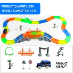 Magic Tracks With 9Ft Flexible Glow Racing Tracks 220Pcs And Light Up Racing Polic Car 11 Magic Tracks With 9Ft Flexible Glow Racing Tracks 220Pcs And Light Up Racing Polic Car -Children Toys Sale magic track rc cars