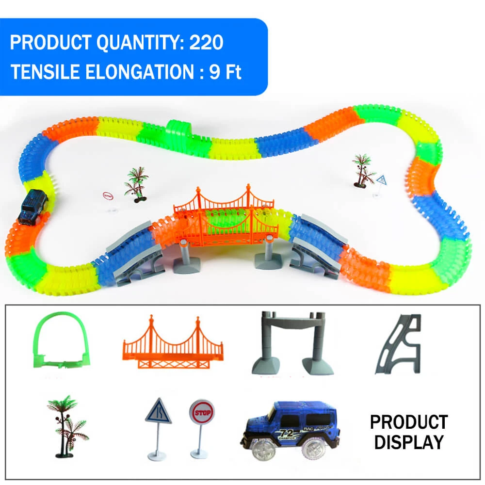 Magic Tracks With 9Ft Flexible Glow Racing Tracks 220Pcs And Light Up Racing Polic Car 6 Magic Tracks With 9Ft Flexible Glow Racing Tracks 220Pcs And Light Up Racing Polic Car - Image 6