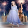 Kids Elsa Princess Costume Snow Girls Dress With Crown Scepter Wig Cosplay Accessories