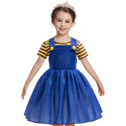 Children Toys Sale 7 Girls Costume Blue Dress And Yellow Striped T-shirt Infant Halloween Costume