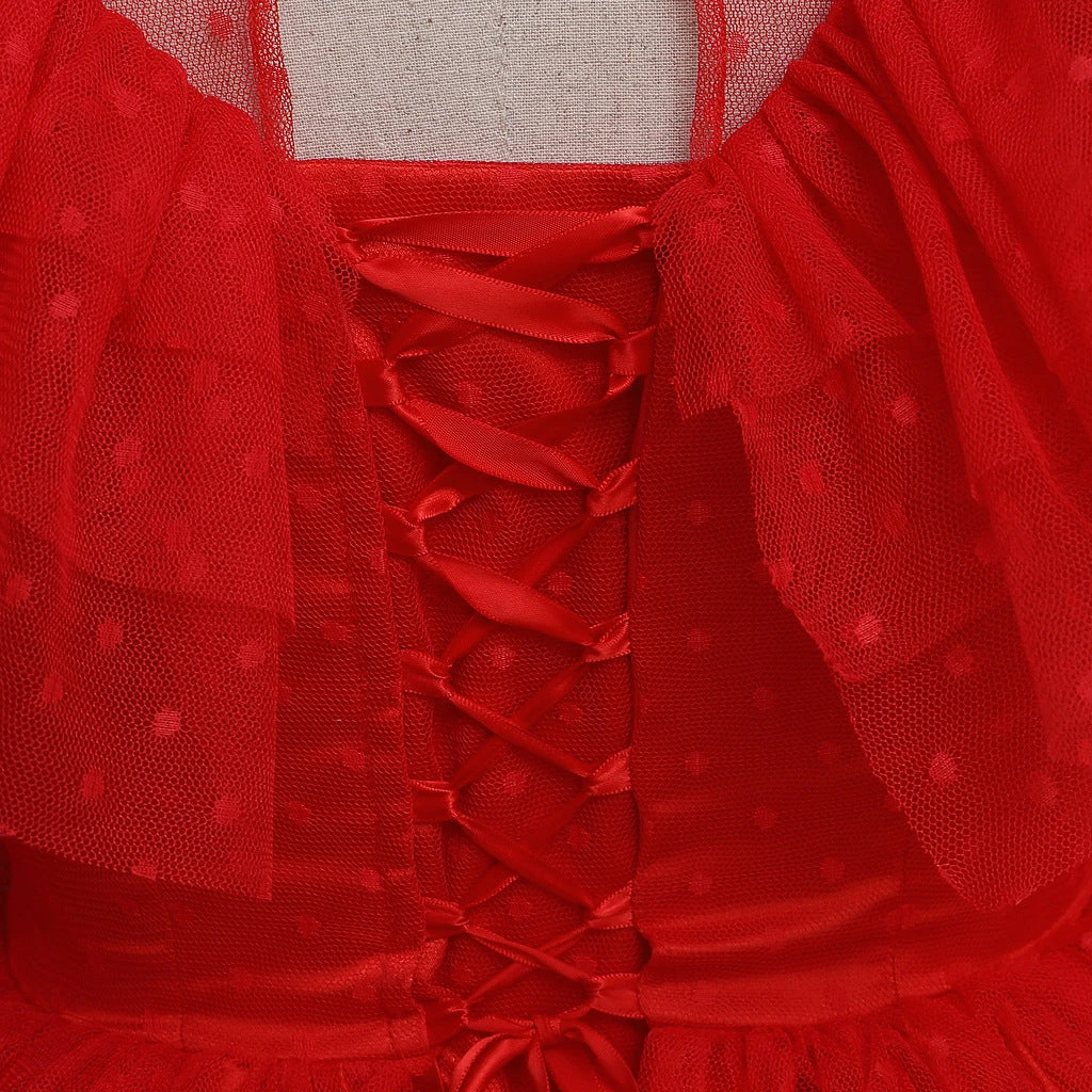 Women Lydia Deetz Costume Red Wedding Dress Horror Movie Beetle Bride Cosplay Outfit 9 Women Lydia Deetz Costume Red Wedding Dress Horror Movie Beetle Bride Cosplay Outfit - Image 9