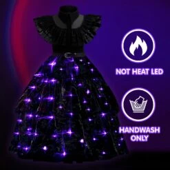 Girls Wednesday Light Up Dress Glowing Black Halloween Party Costume LED Dress Up Outfit -Children Toys Sale main 03 87b2516e a93b 433a 97c2 c35d46858293