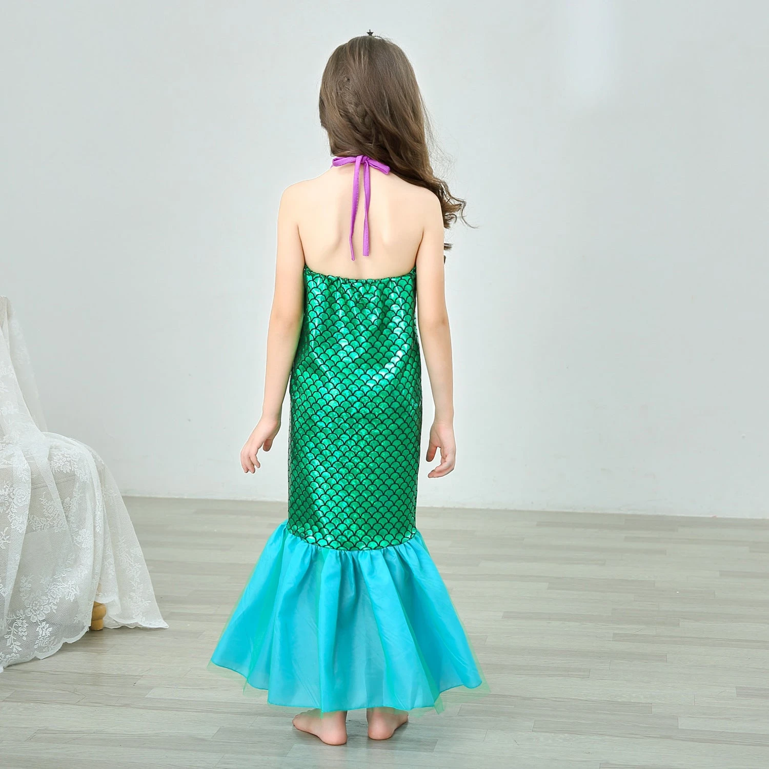 Kids Mermaid Dress Beach Vacation Sundress Girl's Mermaid Shimmering Slip Dress Party Princess Dress Up Costume 2 Kids Mermaid Dress Beach Vacation Sundress Girl's Mermaid Shimmering Slip Dress Party Princess Dress Up Costume - Image 2