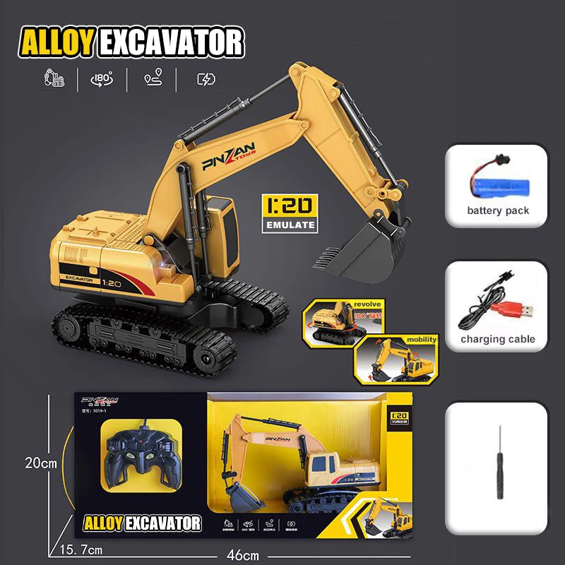 2.4G RC Excavator 1/20 Alloy RC Engineering Vehicles 6 Channels Excavator For Kids 5 2.4G RC Excavator 1/20 Alloy RC Engineering Vehicles 6 Channels Excavator For Kids - Image 5