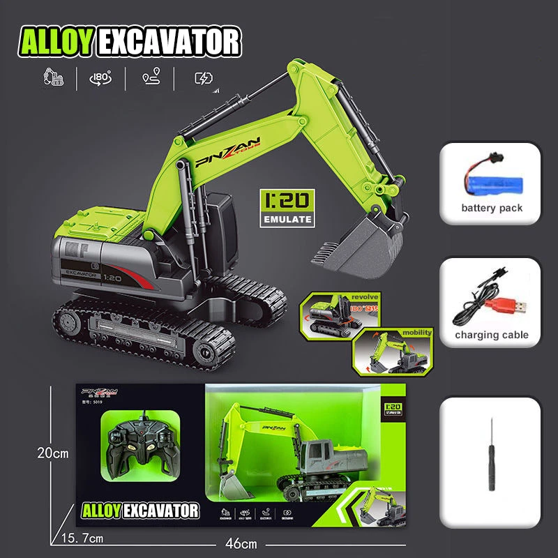 2.4G RC Excavator 1/20 Alloy RC Engineering Vehicles 6 Channels Excavator For Kids 4 2.4G RC Excavator 1/20 Alloy RC Engineering Vehicles 6 Channels Excavator For Kids - Image 4