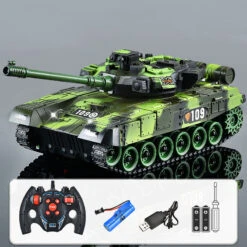 9CH Remote Control Tank 2.4G Tracked Tank 360° Rotating Turret With Light Sound Effects