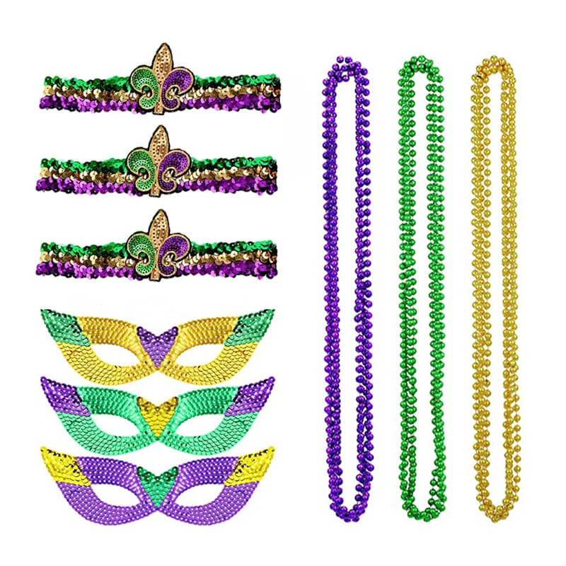 Mardigra Accessories Carnival Hat Beads Bow Mask Headband Set For Fat Tuesday Parade 4 Mardigra Accessories Carnival Hat Beads Bow Mask Headband Set For Fat Tuesday Parade - Image 4