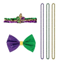 Mardigra Accessories Carnival Hat Beads Bow Mask Headband Set For Fat Tuesday Parade 6 Mardigra Accessories Carnival Hat Beads Bow Mask Headband Set For Fat Tuesday Parade -Children Toys Sale mardi gras accessories 4