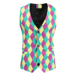 Men's Mardigra Outfit Fat Tuesday Carnival Party Tops Pants Vest And Accessories Suit Party Costume -Children Toys Sale mens mardi gras costume 2