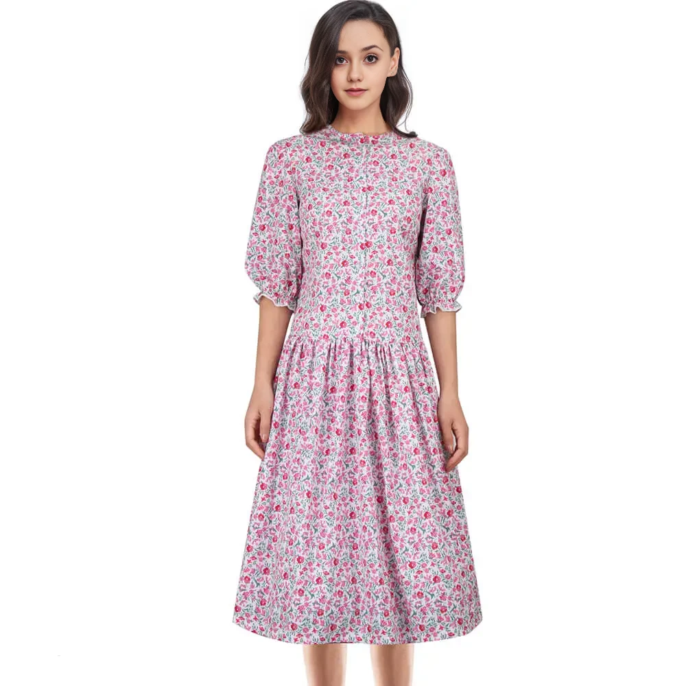 Women's Barbara Maitland Costume Pink Floral Dress For Ghost Barbara Cosplay Dress Up 1 Women's Barbara Maitland Costume Pink Floral Dress For Ghost Barbara Cosplay Dress Up