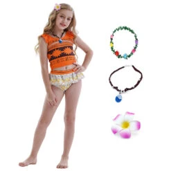 Kids Moana Swimsuits Beach Vacation Cosplay Costume Girl's Swim Top And Skirt Bottoms -Children Toys Sale moana swimwear 8