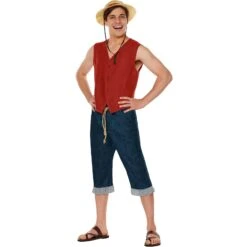 Straw Hats Pirates Cosplay Outfit Live Action Loofie Clothes For Halloween Carnival