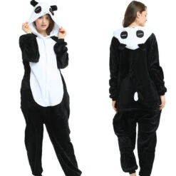 Kids And Adult Family Matching One Piece Panda Costumes Cosy Homewear Cartoon Pajamas
