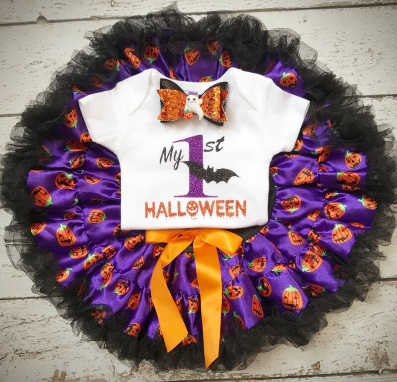 Baby Girls Halloween Romper Tutu Dress Headband Outfits 3PCS 1 Baby Girls Halloween Romper Tutu Dress Headband Outfits 3PCS