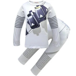 Kids Marshmallow Costume Unisex Long Sleeve Shirts And Pants Outfit Set With LED Helmet