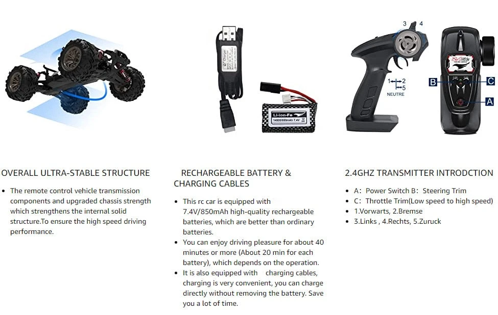 RC Car 40KM/H High Speed Racing Remote Control Car Truck 4WD Off Road Monster Trucks Climbing Vehicle 13 RC Car 40KM/H High Speed Racing Remote Control Car Truck 4WD Off Road Monster Trucks Climbing Vehicle - Image 13