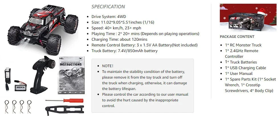 RC Car 40KM/H High Speed Racing Remote Control Car Truck 4WD Off Road Monster Trucks Climbing Vehicle 12 RC Car 40KM/H High Speed Racing Remote Control Car Truck 4WD Off Road Monster Trucks Climbing Vehicle - Image 12