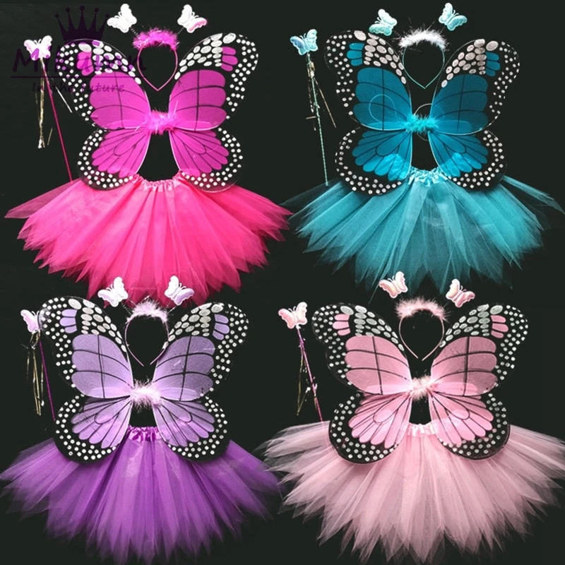 Kids Costume Cosplay Fairy Angel Wings Girl Butterfly Wings Performance Dress 2 Kids Costume Cosplay Fairy Angel Wings Girl Butterfly Wings Performance Dress - Image 2