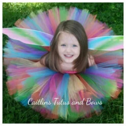 Girls Rainbow Tutu Dress Fluffy Tulle With Butterfly Wing Cosplay Costume -Children Toys Sale product image 987393042