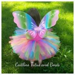 Girls Rainbow Tutu Dress Fluffy Tulle With Butterfly Wing Cosplay Costume -Children Toys Sale product image 987393047