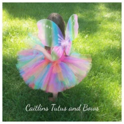 Girls Rainbow Tutu Dress Fluffy Tulle With Butterfly Wing Cosplay Costume -Children Toys Sale product image 987393048