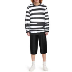 Pugsley Addams Costume Wednesday Pugsley Cosplay Outfit Long Sleeve Shirt And Cropped Trousers For Boys Adult