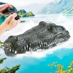 RC Boat With Alligator Head 2.4GHz Scary Funny Crocodile Remote Control Boat Prank Toy For Children -Children Toys Sale rc crocodile head boat