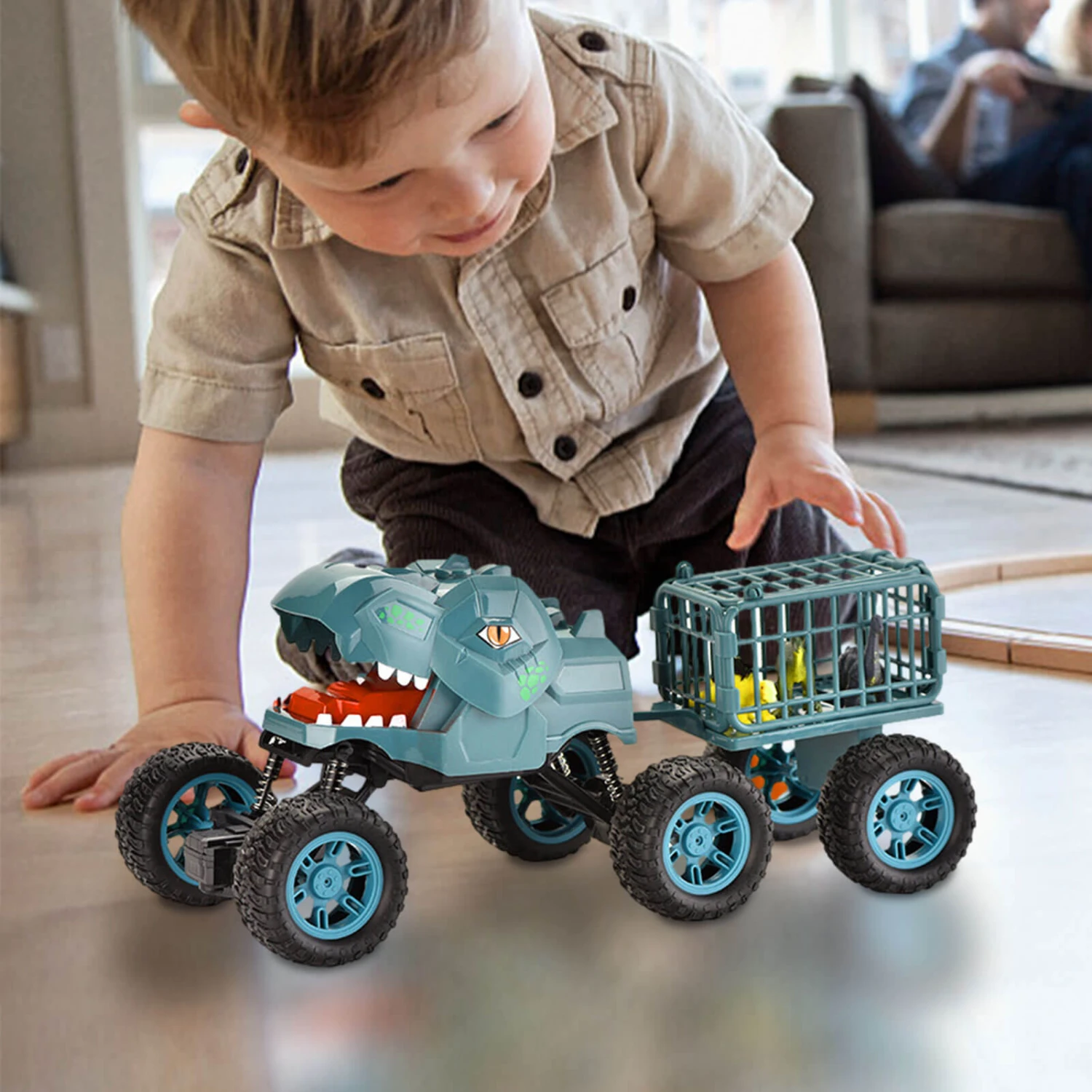 6WD RC Dinosaur Car Remote Control Carrier Truck Dinosaur Toy With Small Dinos For Children Kids Gift 1 6WD RC Dinosaur Car Remote Control Carrier Truck Dinosaur Toy With Small Dinos For Children Kids Gift