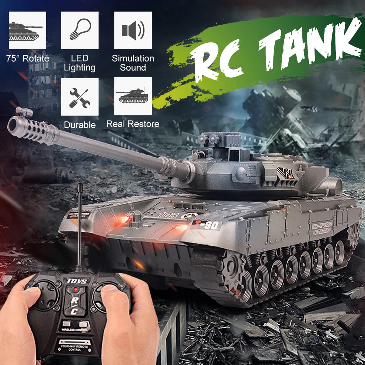 12.3" Remote Control Tank RC Vehicle Full-Function Stunt Tank Toy For Kids Gift 3 12.3" Remote Control Tank RC Vehicle Full-Function Stunt Tank Toy For Kids Gift - Image 3