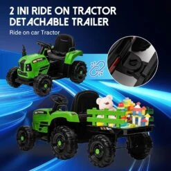 Childrens Ride On Tractor With Trailer 2 In 1 Remote Control 12V Power Wheels Tractor Kids Ride On Toys -Children Toys Sale remote control childrens Ride on Tractor 10