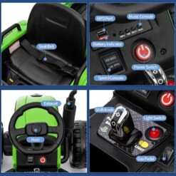 Childrens Ride On Tractor With Trailer 2 In 1 Remote Control 12V Power Wheels Tractor Kids Ride On Toys -Children Toys Sale remote control childrens Ride on Tractor 7