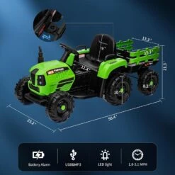 Childrens Ride On Tractor With Trailer 2 In 1 Remote Control 12V Power Wheels Tractor Kids Ride On Toys -Children Toys Sale remote control childrens Ride on Tractor 8