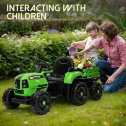 Childrens Ride On Tractor With Trailer 2 In 1 Remote Control 12V Power Wheels Tractor Kids Ride On Toys -Children Toys Sale remote control childrens Ride on Tractor 9