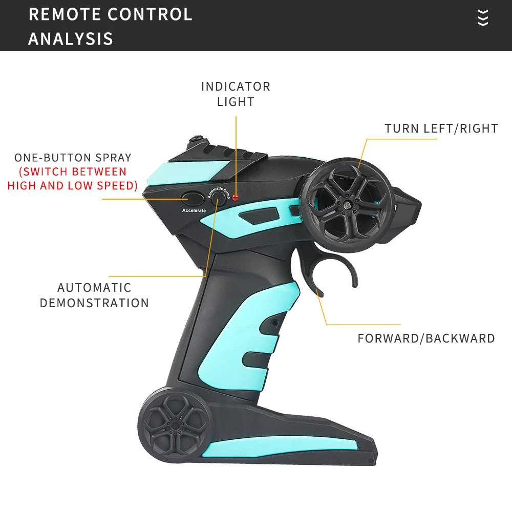 Alloy Spray RC Car Remote Control Mist Spray High Speed Stunt Car With LED Light 14 Alloy Spray RC Car Remote Control Mist Spray High Speed Stunt Car With LED Light - Image 14