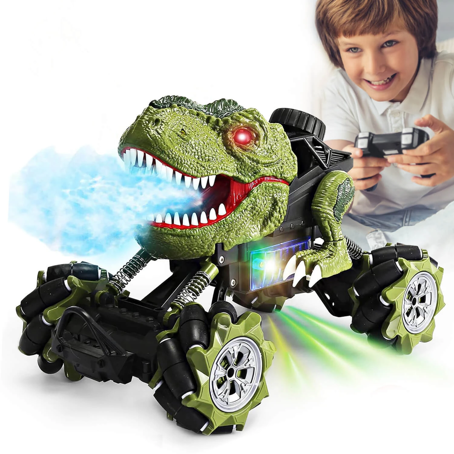 Remote Control Dinosaur Car Rechargeable T-Rex RC Car 360° Stunt Car With Music And Lights 1 Remote Control Dinosaur Car Rechargeable T-Rex RC Car 360° Stunt Car With Music And Lights