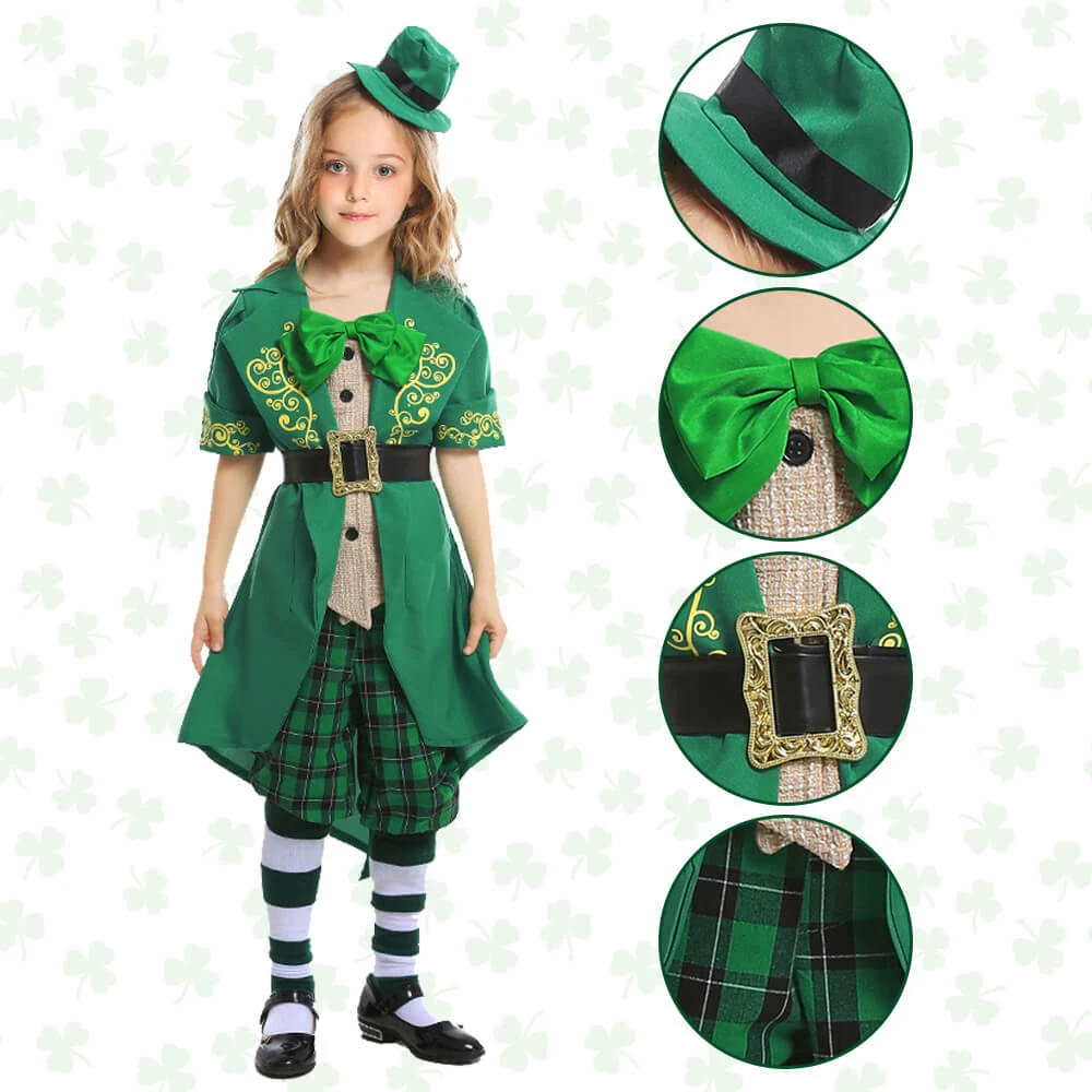 Leprechaun Costume Kids Adults Saint Patricks Day Outfit Green Irish Fancy Dress Full Set 3 Leprechaun Costume Kids Adults Saint Patricks Day Outfit Green Irish Fancy Dress Full Set - Image 3