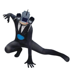 Kids Titan Cameraman Jumpsuit And Mask 2pcs Suit Cosplay Outfit For Halloween -Children Toys Sale skibidi toilet camera man outfit 10