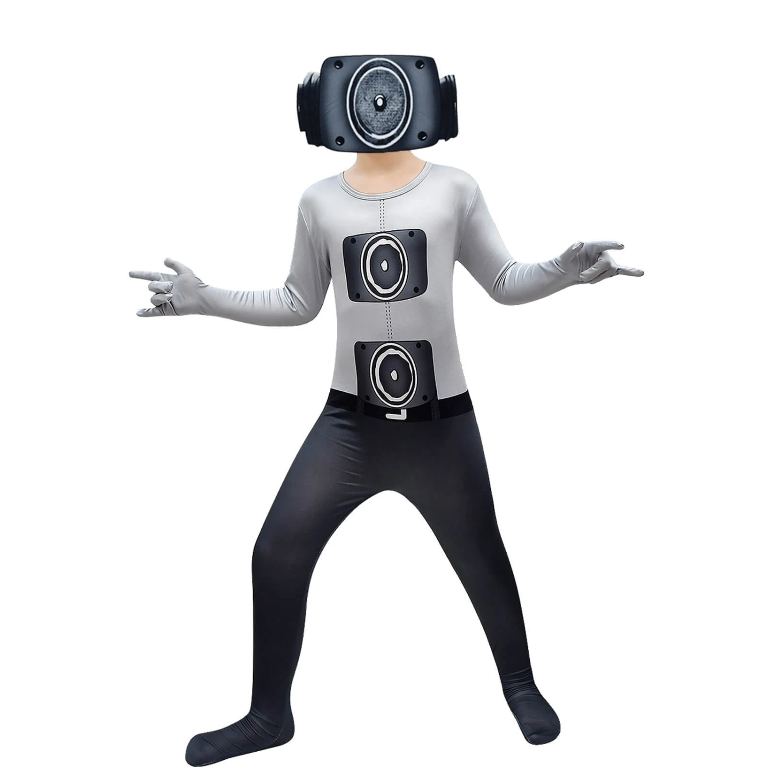 Kids Television Man Costume Jumpsuit With Mask Outfit For Dress Up Party 1 Kids Television Man Costume Jumpsuit With Mask Outfit For Dress Up Party