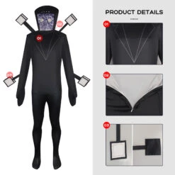 Skibidi Toilet Costume Titan TV Man Cosplay Outfit TV Man Jumpsuit Helmet 2pcs Set For Halloween Party 16 Skibidi Toilet Costume Titan TV Man Cosplay Outfit TV Man Jumpsuit Helmet 2pcs Set For Halloween Party -Children Toys Sale skibidi toliet costume TV man cosplay outfit 1