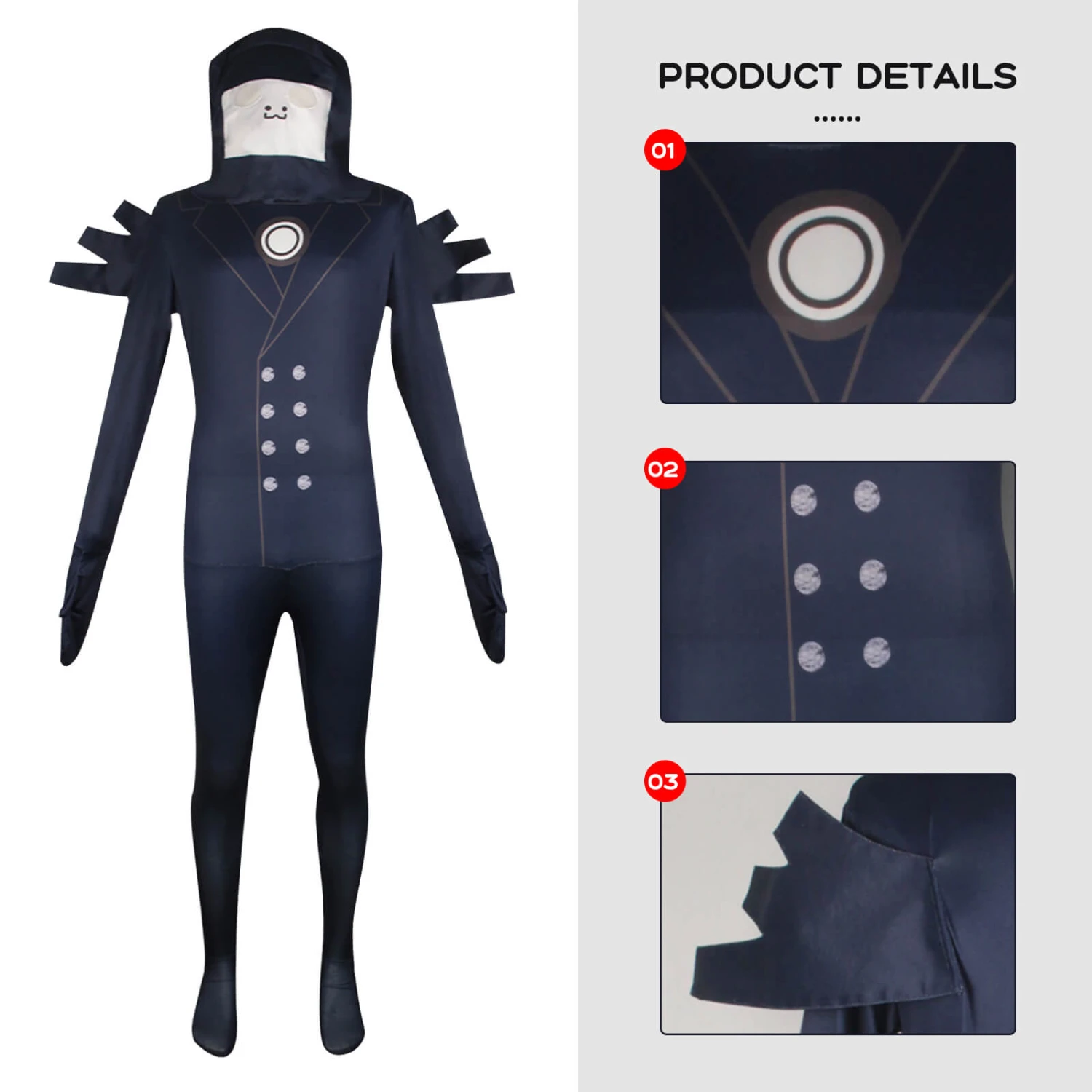 Skibidi Toilet Costume Titan TV Man Cosplay Outfit TV Man Jumpsuit Helmet 2pcs Set For Halloween Party 5 Skibidi Toilet Costume Titan TV Man Cosplay Outfit TV Man Jumpsuit Helmet 2pcs Set For Halloween Party - Image 5