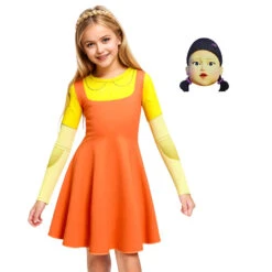 Kids Squid Dress Cute Long Sleeve Dolls Yellow Costume For Dress Up Party -Children Toys Sale squid game costume 13a765f6 b9c1 4875 81f2 f91b7c54dc17