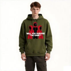 Mens Red Guard Costume Hooded Sweatshirt Game Player Pullover For Adult Daily Wear