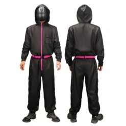 Black Guard Costume Kids And Adults Soldier Cosplay Outfit Full Jumpsuit And Iconic Mask -Children Toys Sale squid game guard costume 9