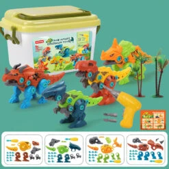 Toddler DIY Dinosaur Toys With Electric/Hand Drills Take Apart Dino Set STEM Learning Gifts -Children Toys Sale take apart dinosaur toy 4
