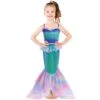 Girls Mermaid Costume Tops And Mermaid Tail Dress 2pcs Suit Princess Outfit For Kids Dress Up
