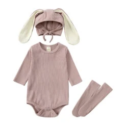 Toddler Bunny Outfit Rabbit Ears Hat Baby Romper And Stocking Set For Easter 13 Toddler Bunny Outfit Rabbit Ears Hat Baby Romper And Stocking Set For Easter -Children Toys Sale toddler Easter bunny romper 11